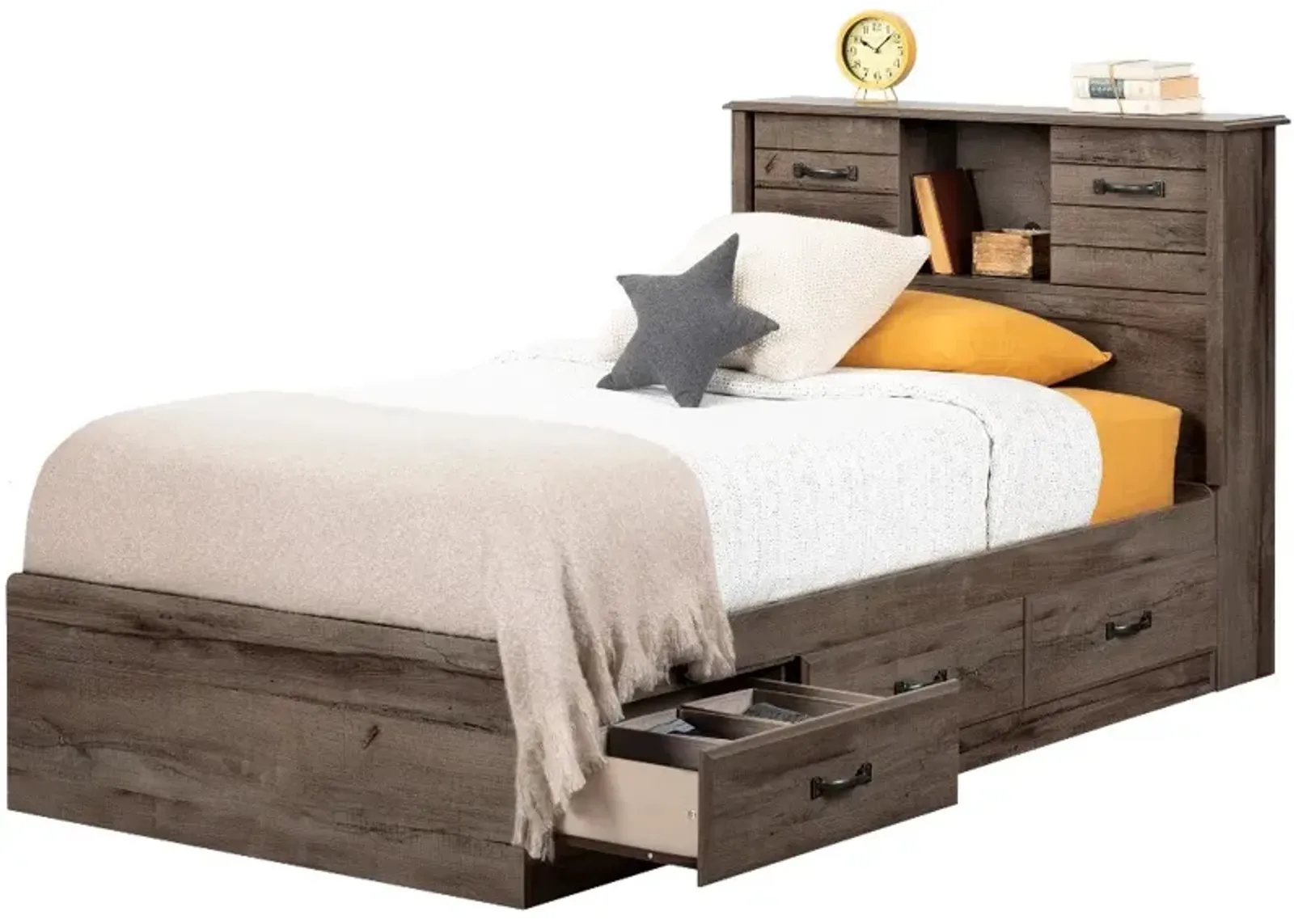 Ulysses Brown Twin Bed and Headboard Set - South Shore