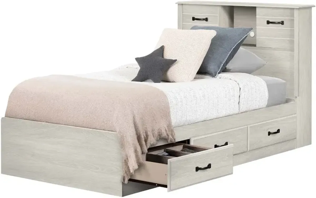 Ulysses Light Gray Twin Bed and Headboard Set - South Shore