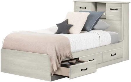 Ulysses Light Gray Twin Bed and Headboard Set - South Shore