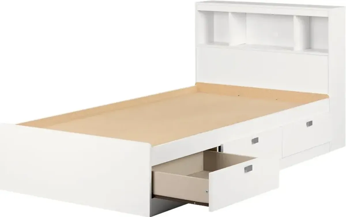 Spark White Twin Storage Bed and Bookcase Headboard Set - South Shore