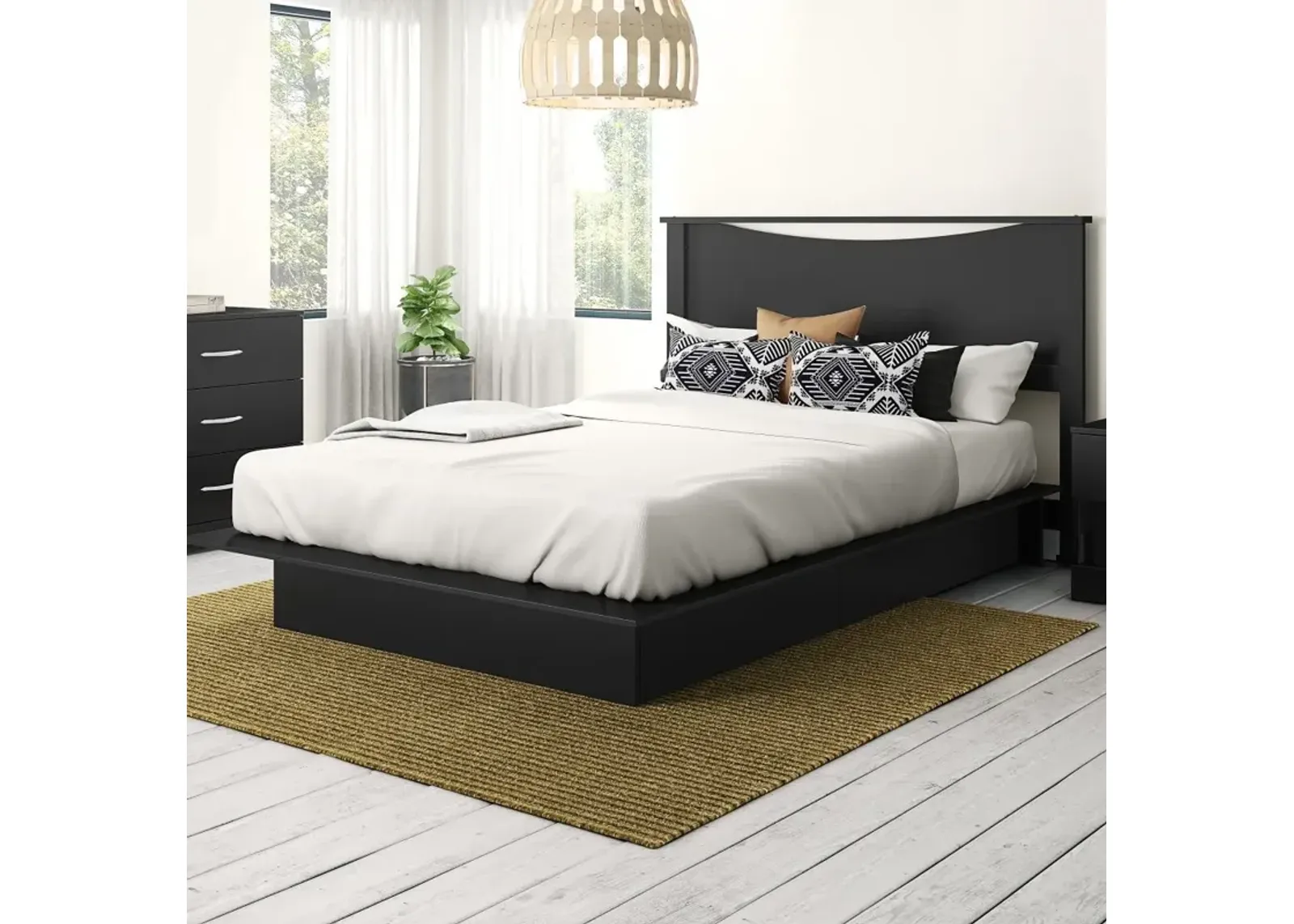 Step One Black Full/Queen Bed and Headboard Set - South Shore