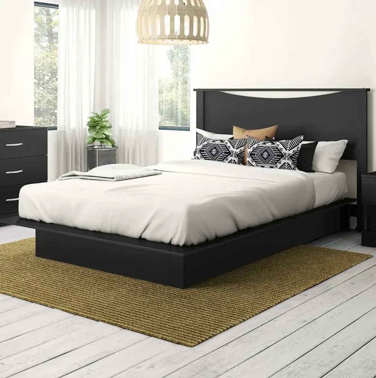 Step One Black Full/Queen Bed and Headboard Set - South Shore