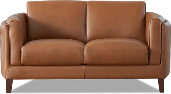 Pacer Nutmeg Top Grain Leather Loveseat