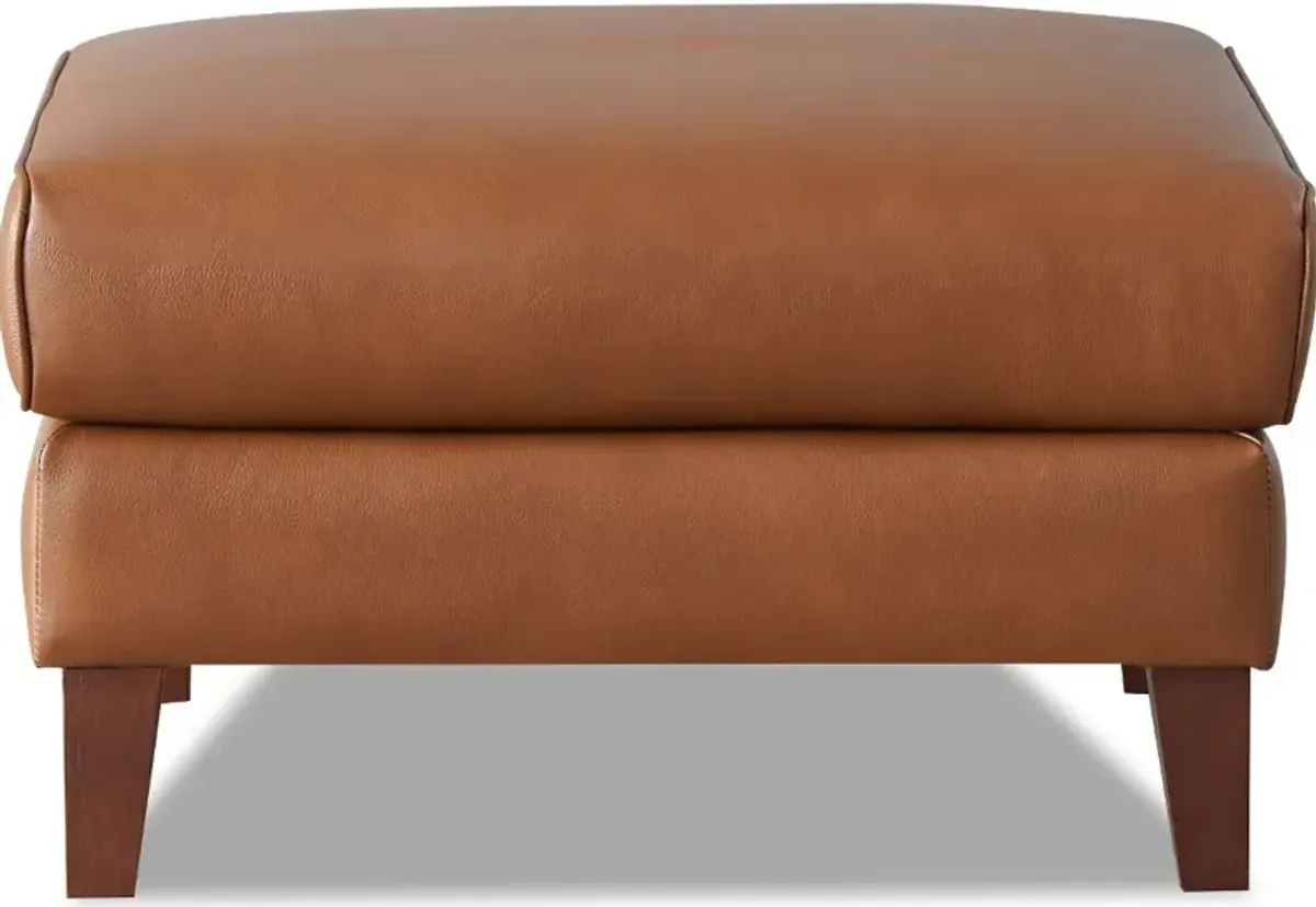 Pacer Nutmeg Top Grain Leather Ottoman