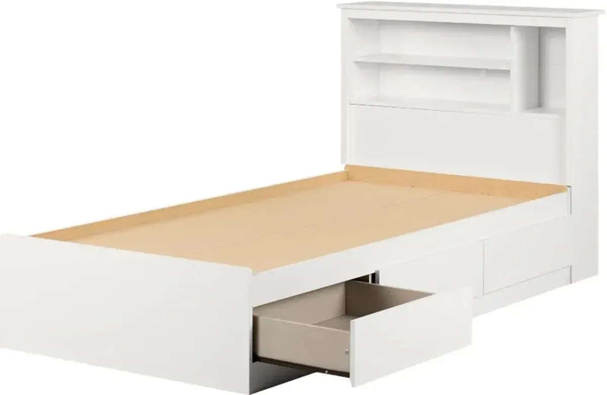 Vito White Twin Mates Bed with Bookcase Headboard - South Shore