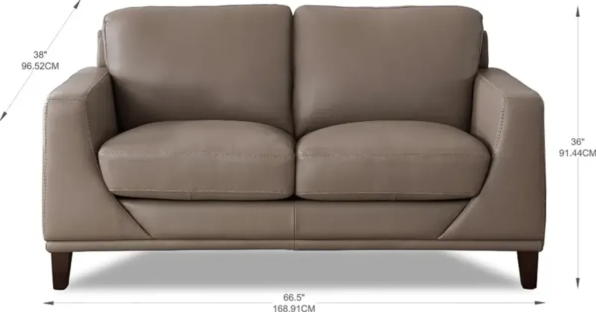 Sonoma Taupe Leather Loveseat