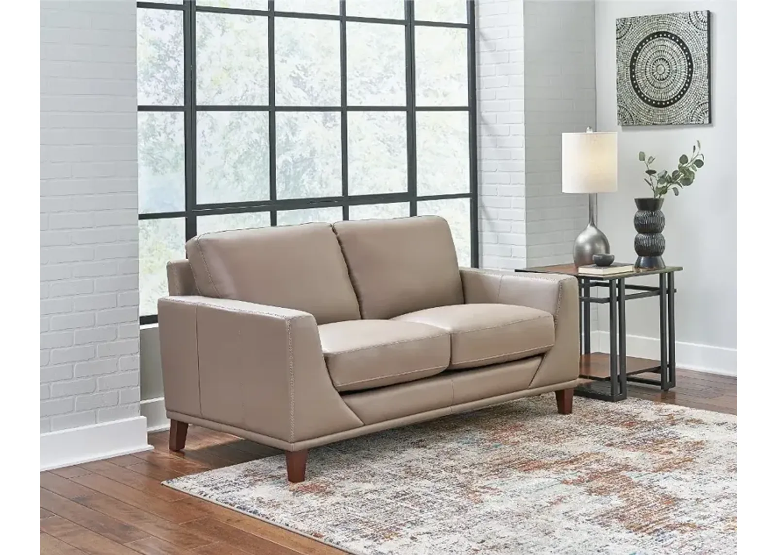 Sonoma Taupe Leather Loveseat