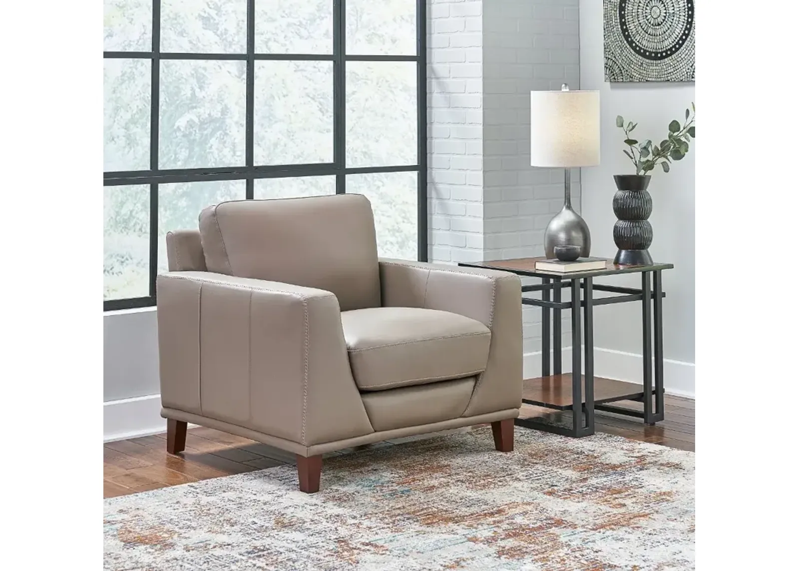 Sonoma Taupe Leather Chair