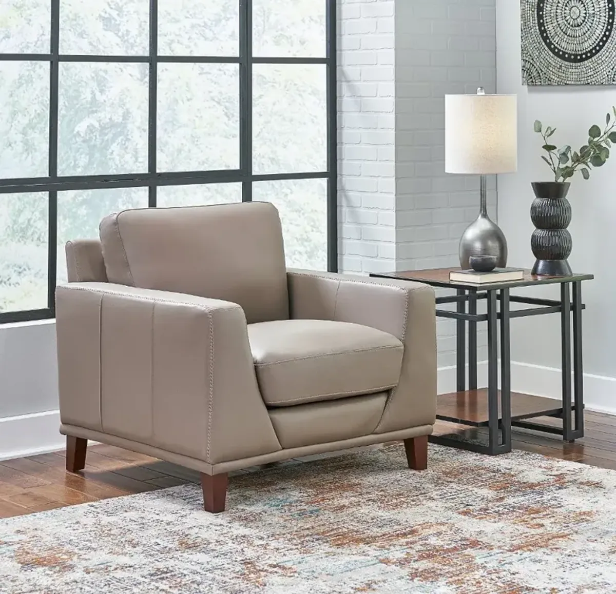 Sonoma Taupe Leather Chair