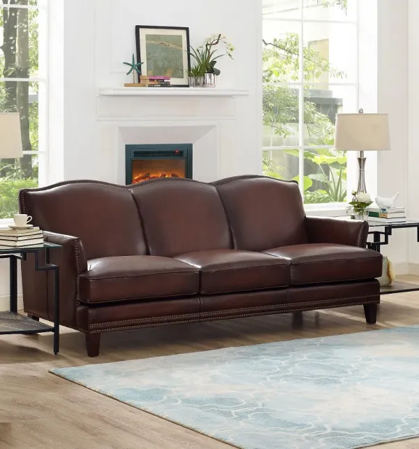 Manchester Brown Leather 2 Piece Living Room Set - Sofa & Chair