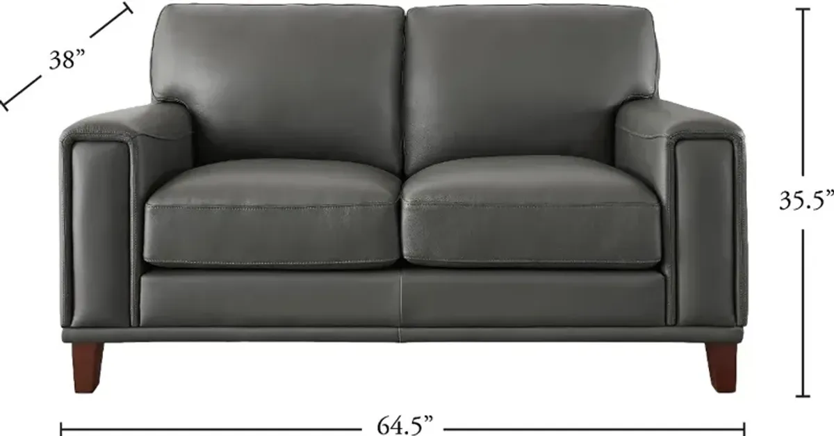 Harper Gray Leather Loveseat