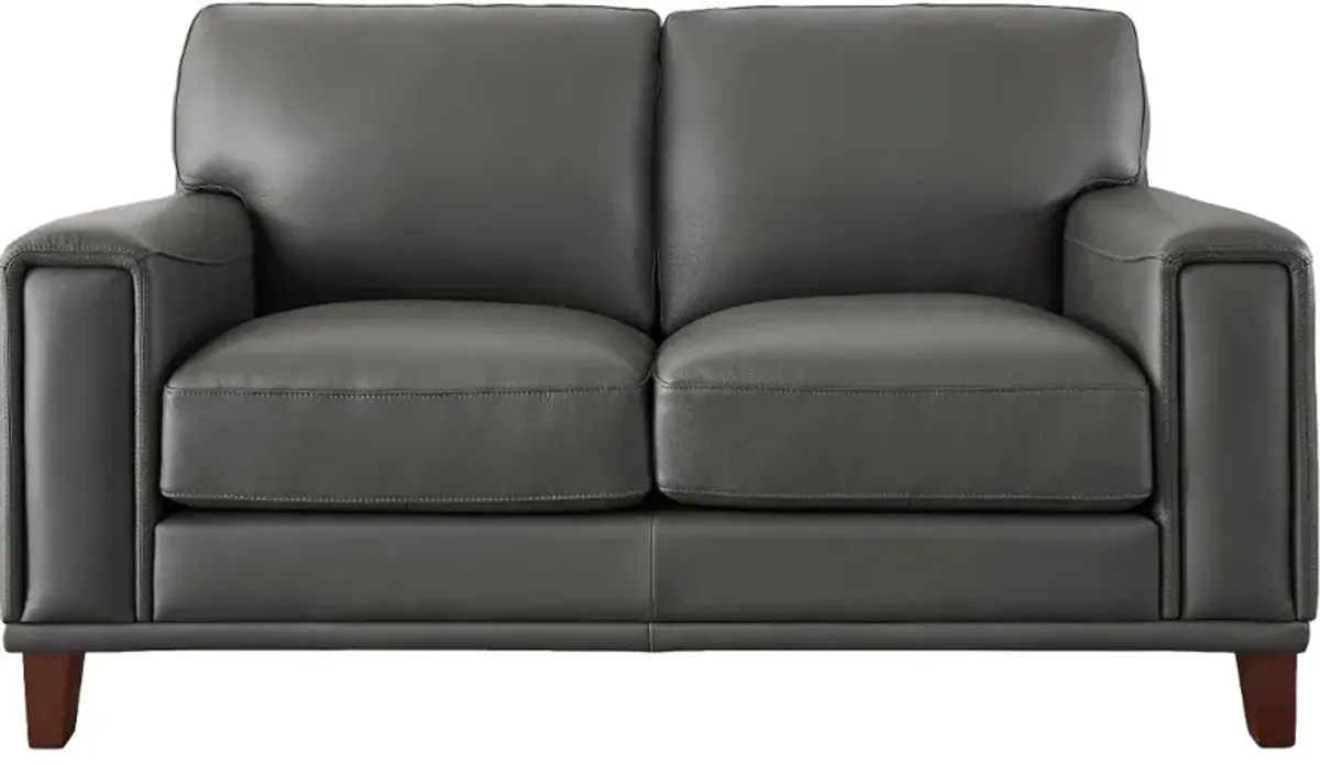 Harper Gray Leather Loveseat