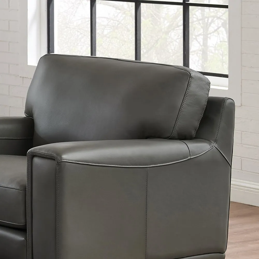 Harper Gray Leather Loveseat