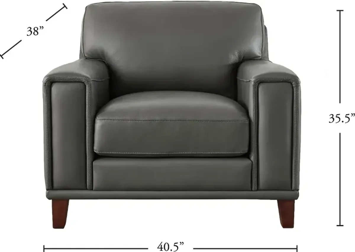 Harper Gray Leather Accent Chair