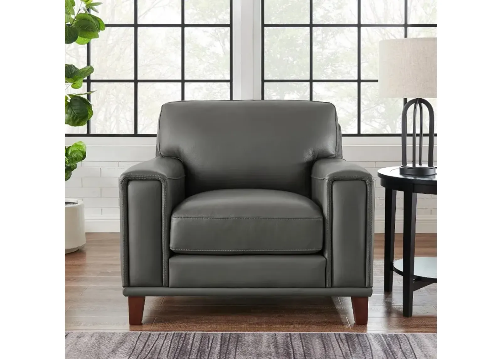 Harper Gray Leather Accent Chair