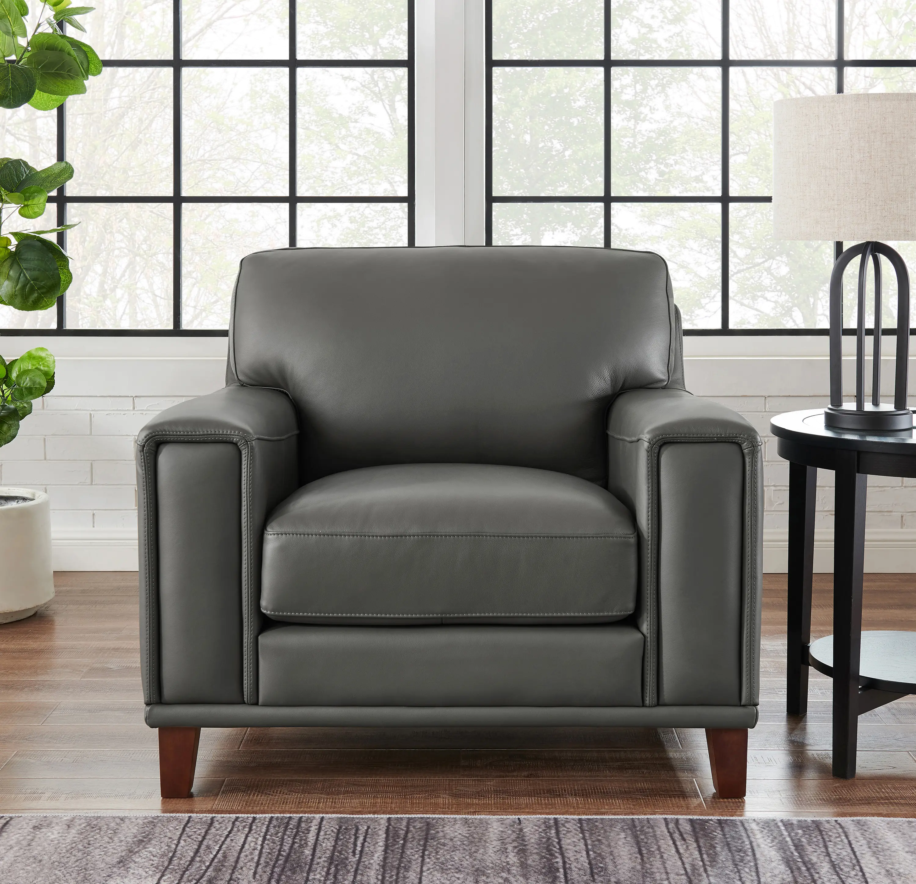 Harper Gray Leather Accent Chair