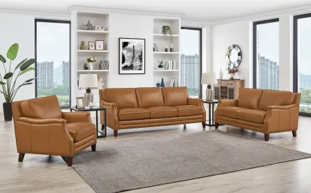 Romano Brown Leather 3 Piece Living Room Set