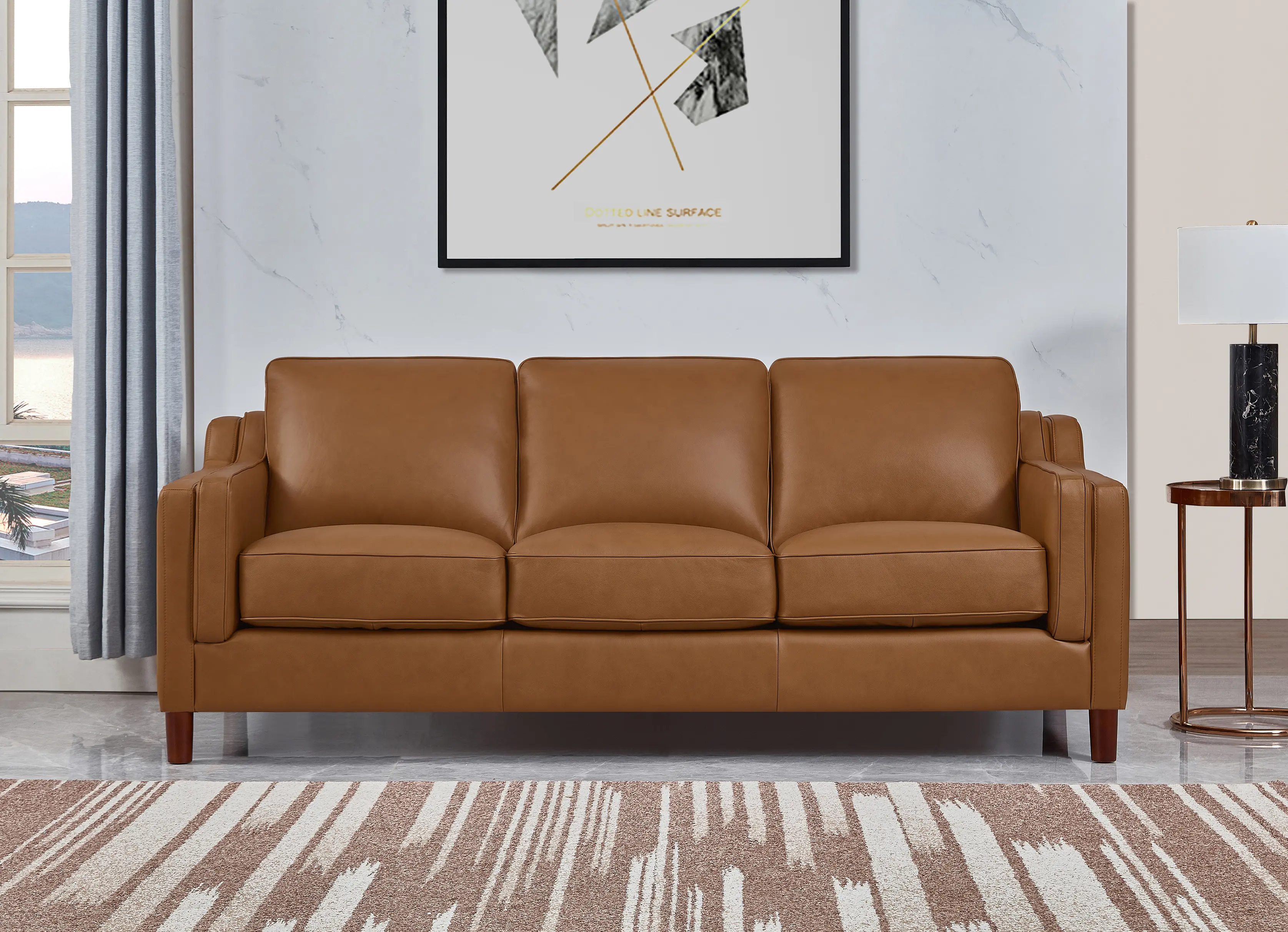 Ballari Cognac Brown Leather Sofa