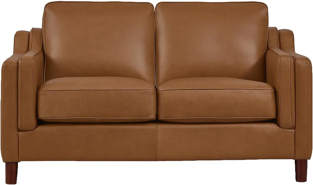 Ballari Cognac Brown Leather Loveseat