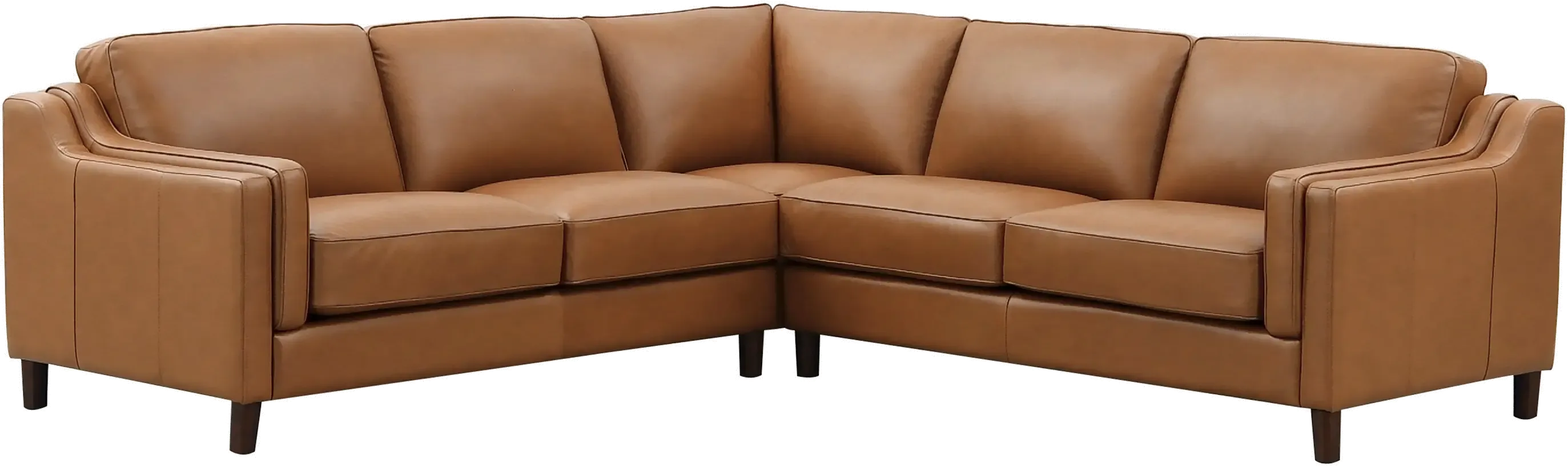 Ballari Cognac Brown Leather 3 Piece Sectional