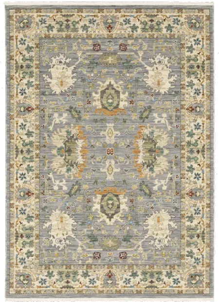 Lucca 5 x 8 Blue and Ivory Area Rug