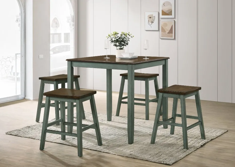 Silva Antique Green 5 Piece Counter Height Dining Set