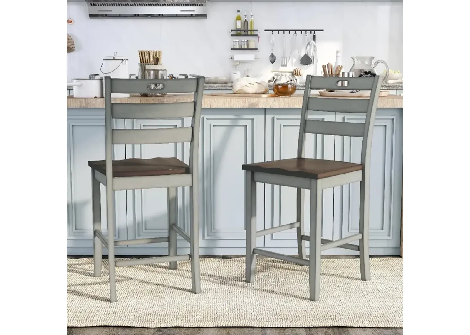 Elda Light Gray Counter Height Stool, Set of 2