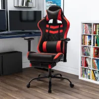 Nosse Faux Leather Red and Black Swivel Gaming Chair