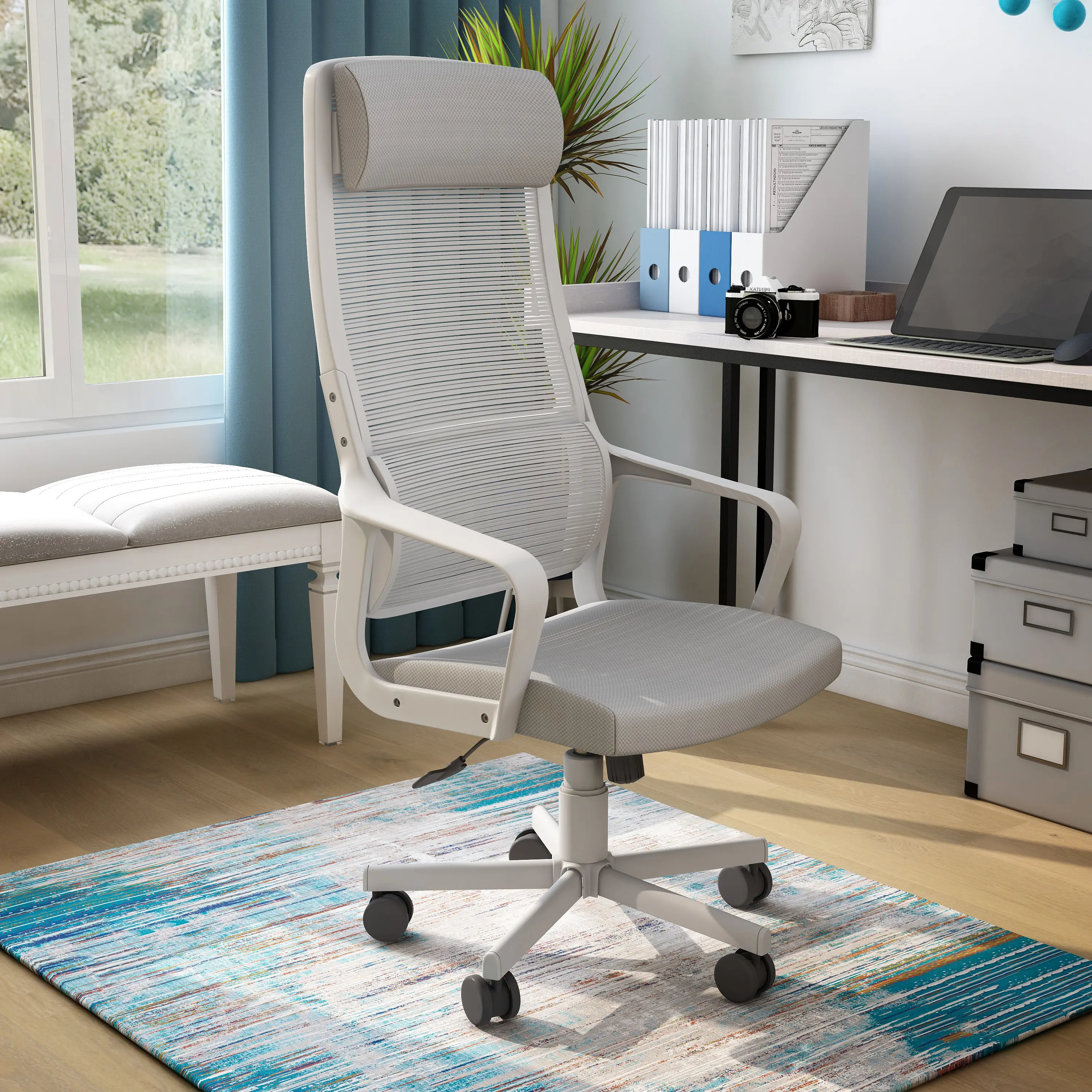 Tilah Metal and Mesh Gray Adjustable Office Chair