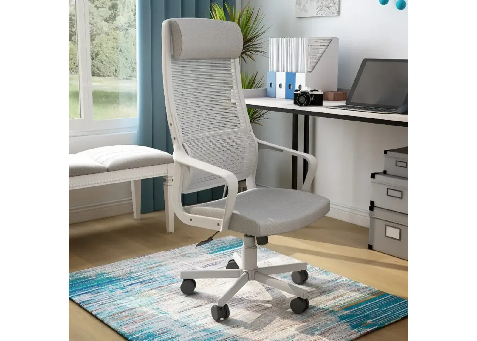 Tilah Metal and Mesh Gray Adjustable Office Chair