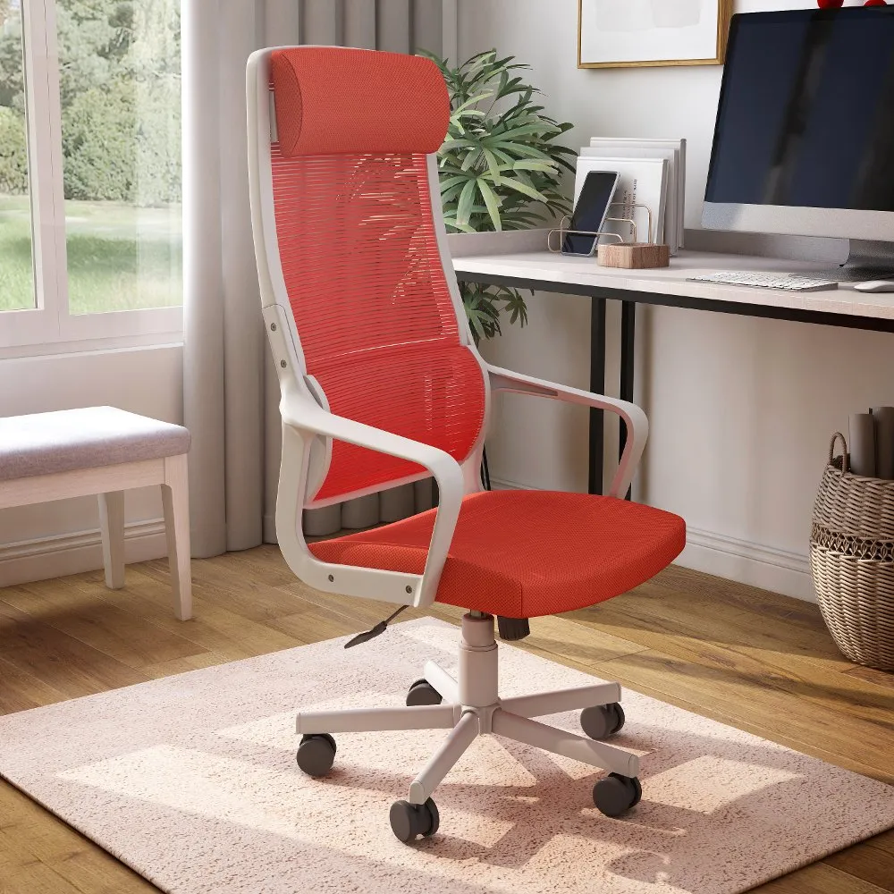 Tilah Metal and Mesh Red Adjustable Office Chair