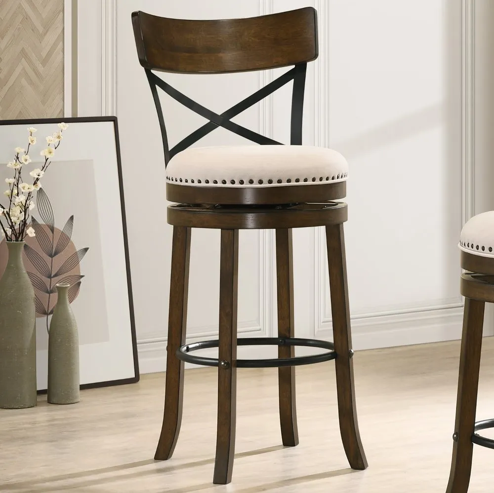 Shae Oak Brown Swivel Bar Stool, Set of 2