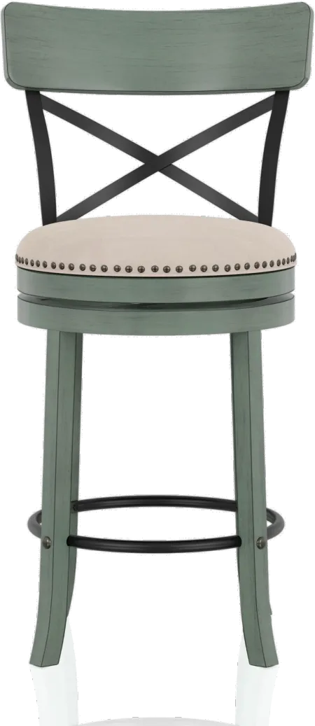 Shae Antique Green Counter Height Swivel Stool, Set of 2
