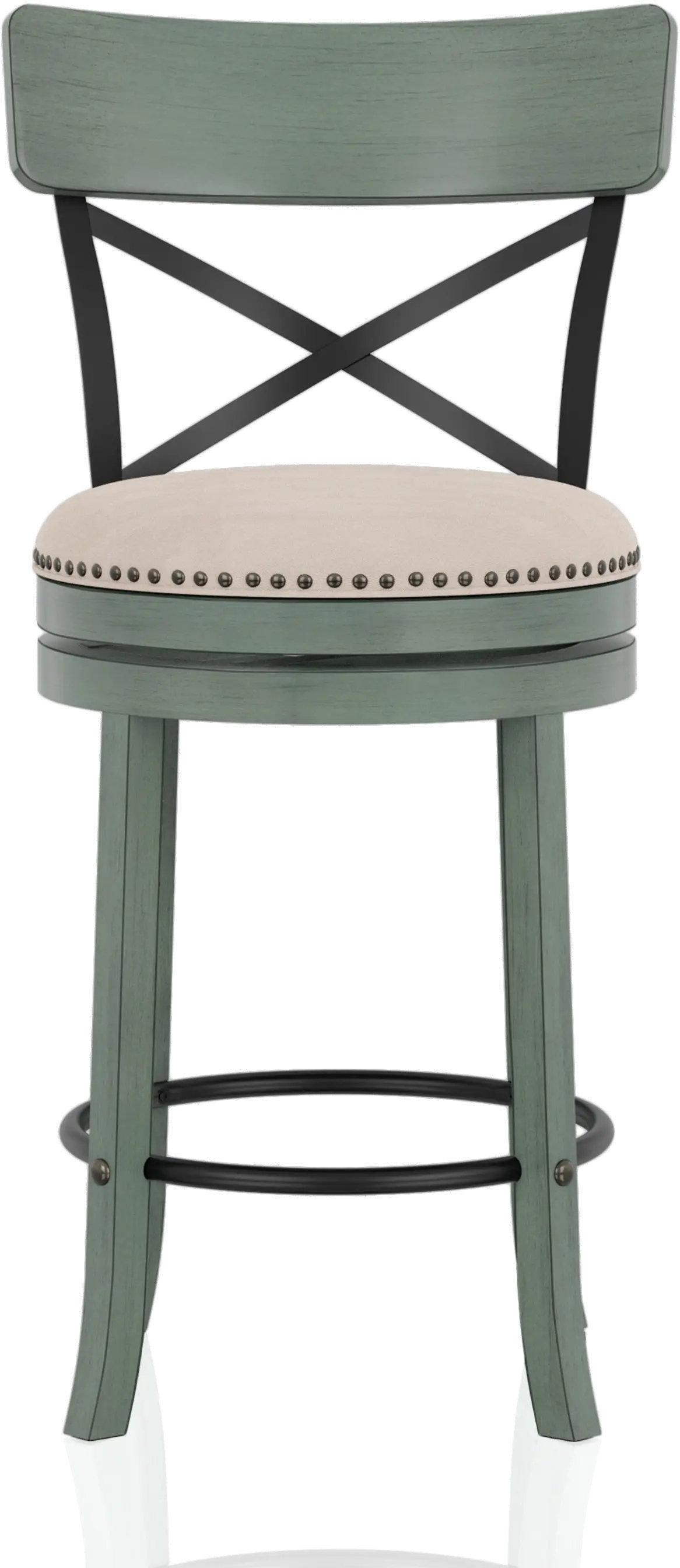 Shae Antique Green Counter Height Swivel Stool, Set of 2