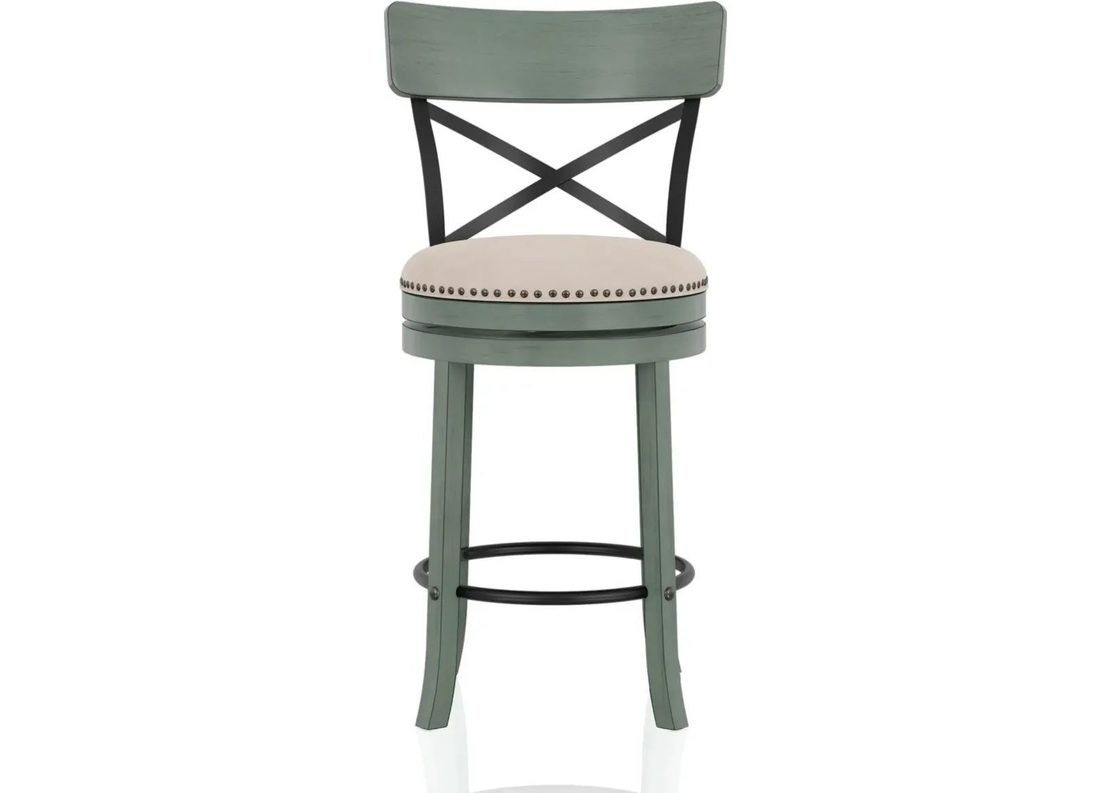 Shae Antique Green Counter Height Swivel Stool, Set of 2