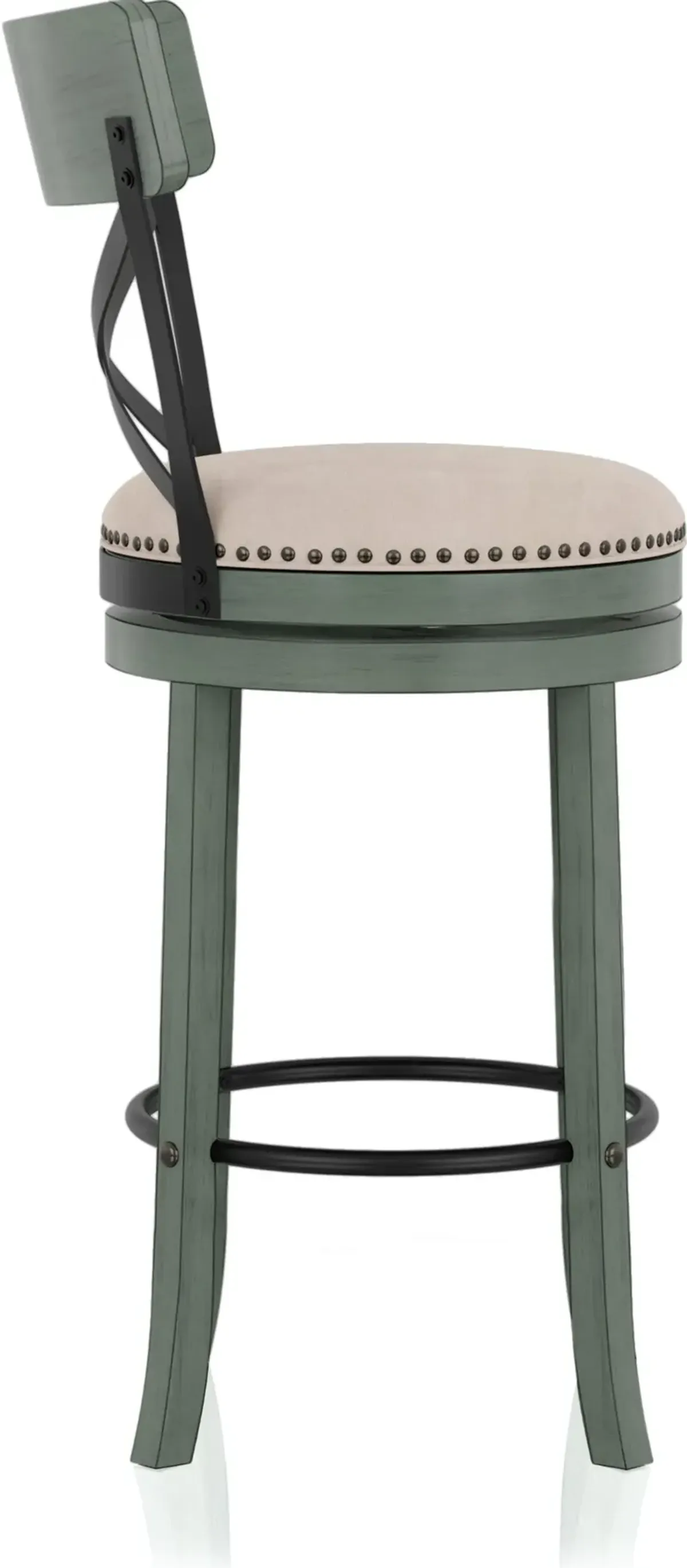 Shae Antique Green Swivel Bar Stool, Set of 2