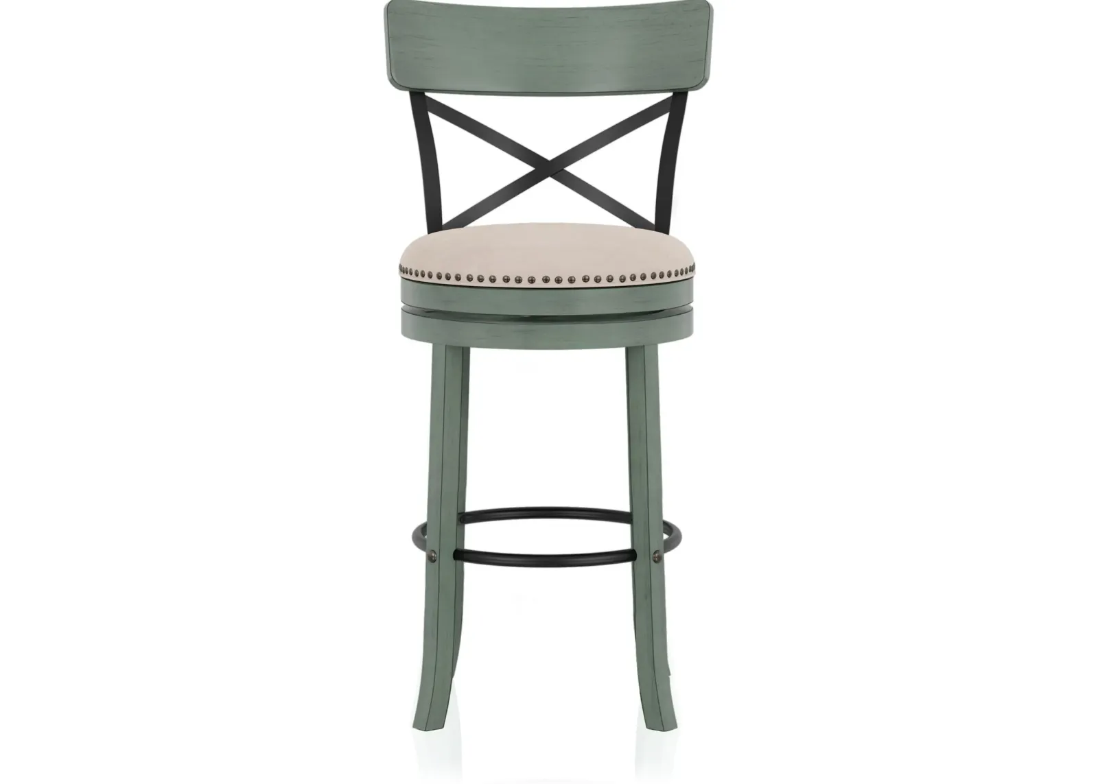 Shae Antique Green Swivel Bar Stool, Set of 2