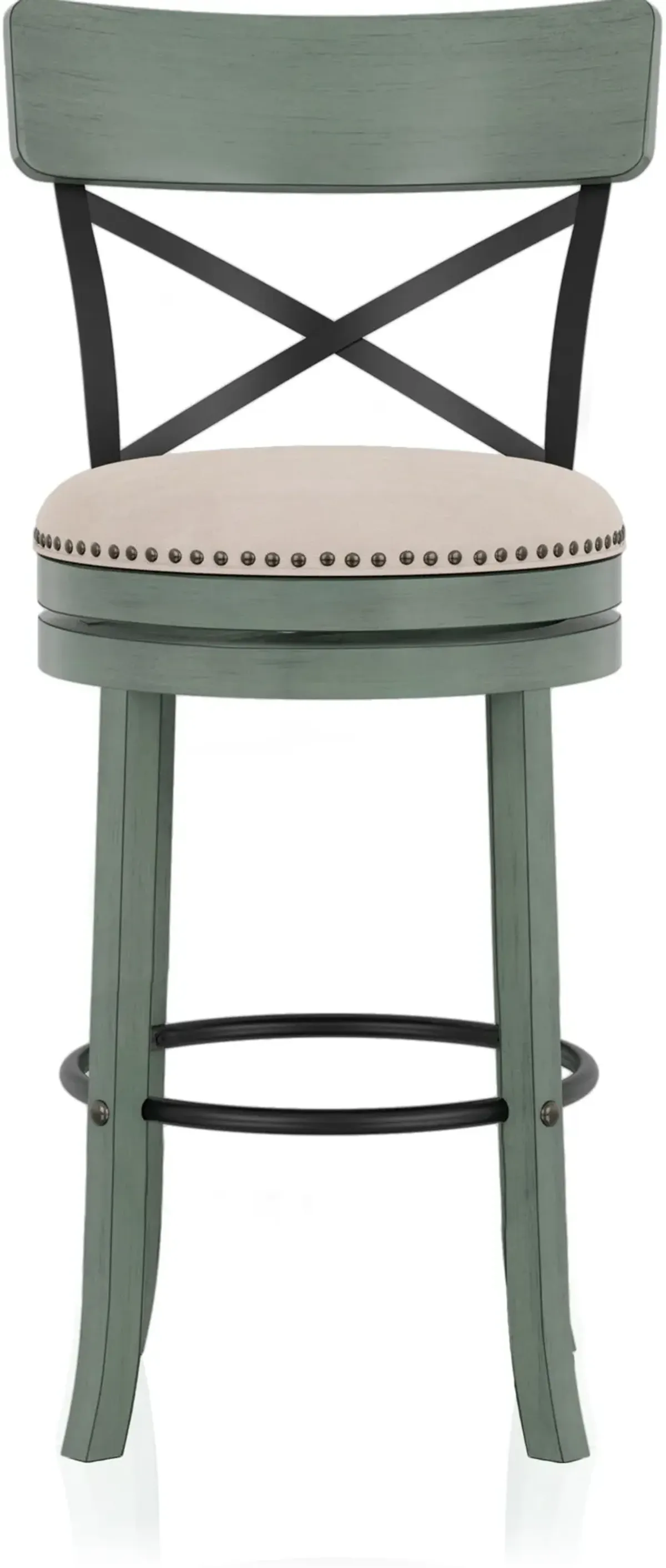 Shae Antique Green Swivel Bar Stool, Set of 2