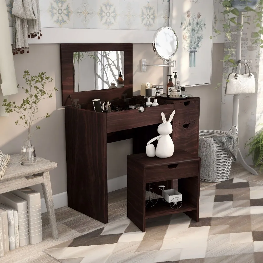 Astro Walnut Brown 2 Piece Vanity Set