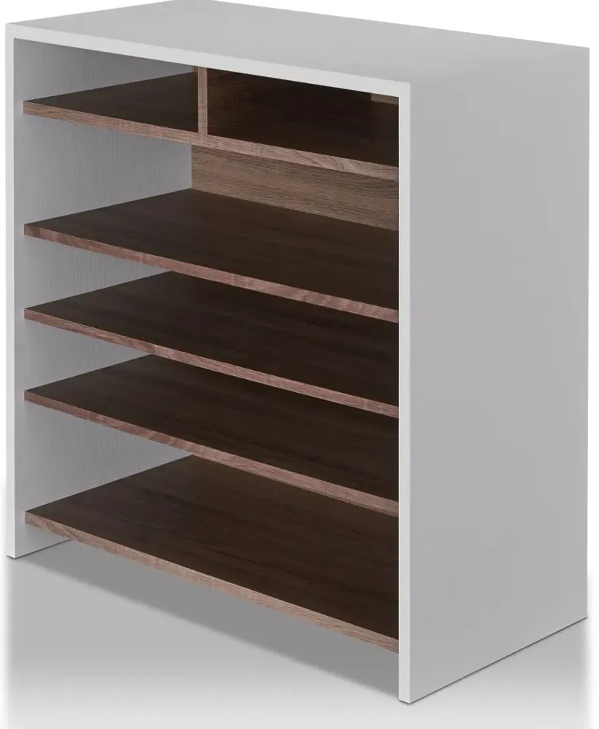 Soren White and Brown Shoe Rack