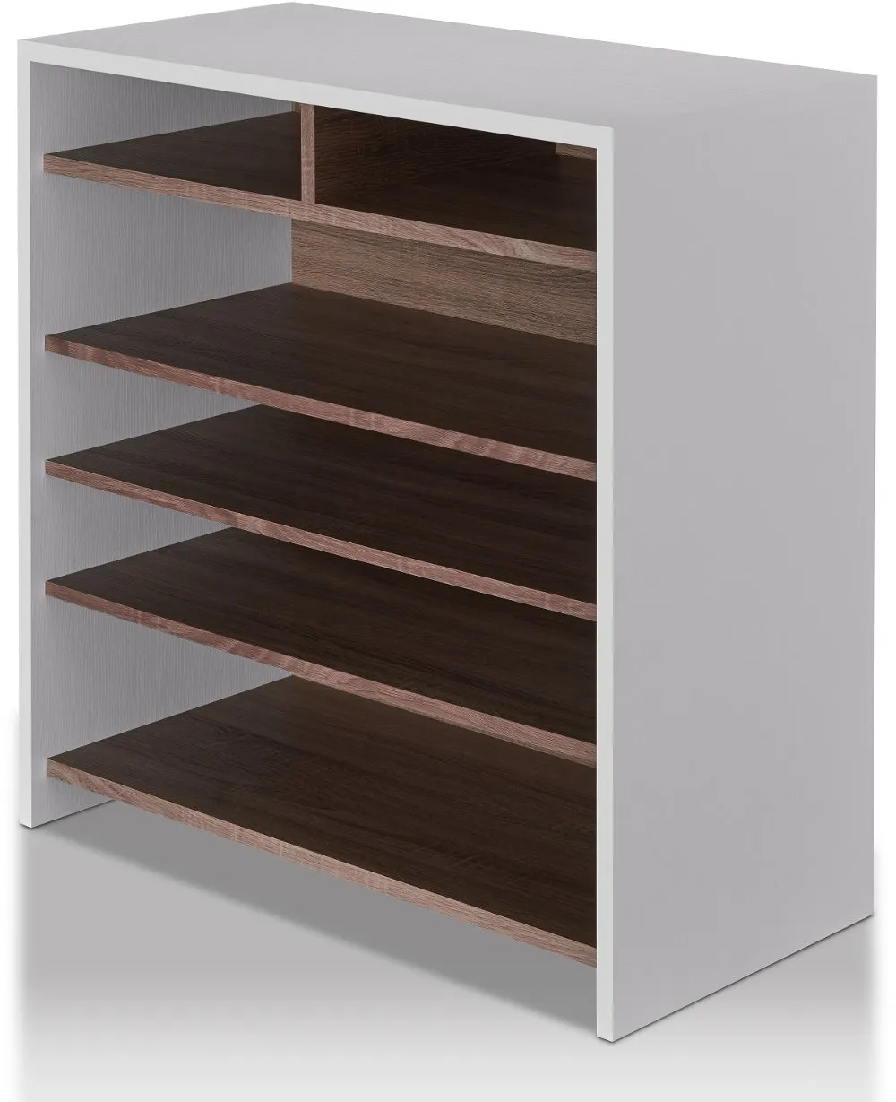 Soren White and Brown Shoe Rack