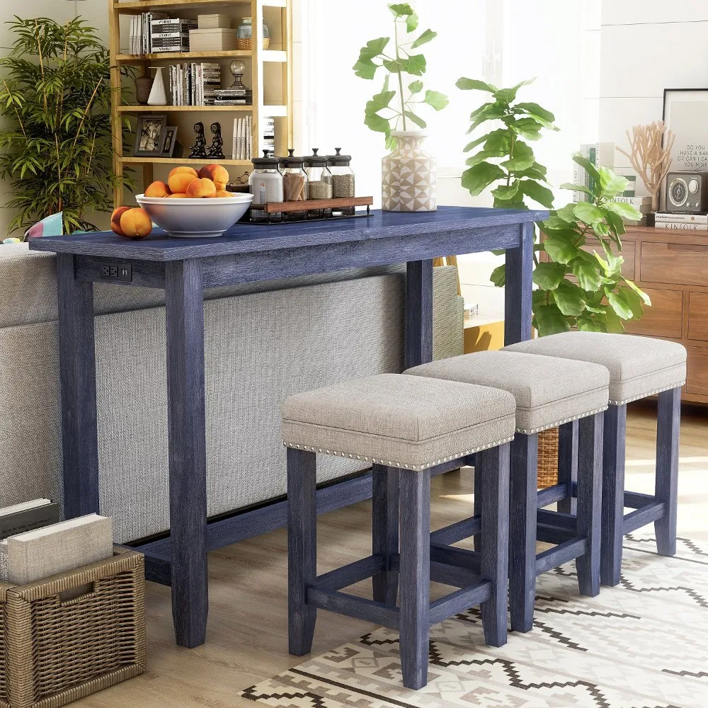 Sabana Blue 4 Piece Counter Height Dining Set