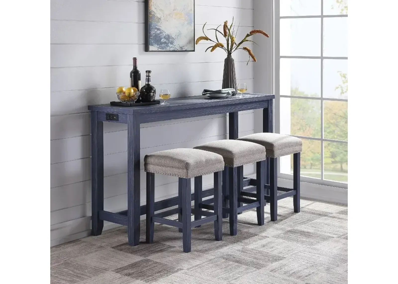 Sabana Blue 4 Piece Counter Height Dining Set