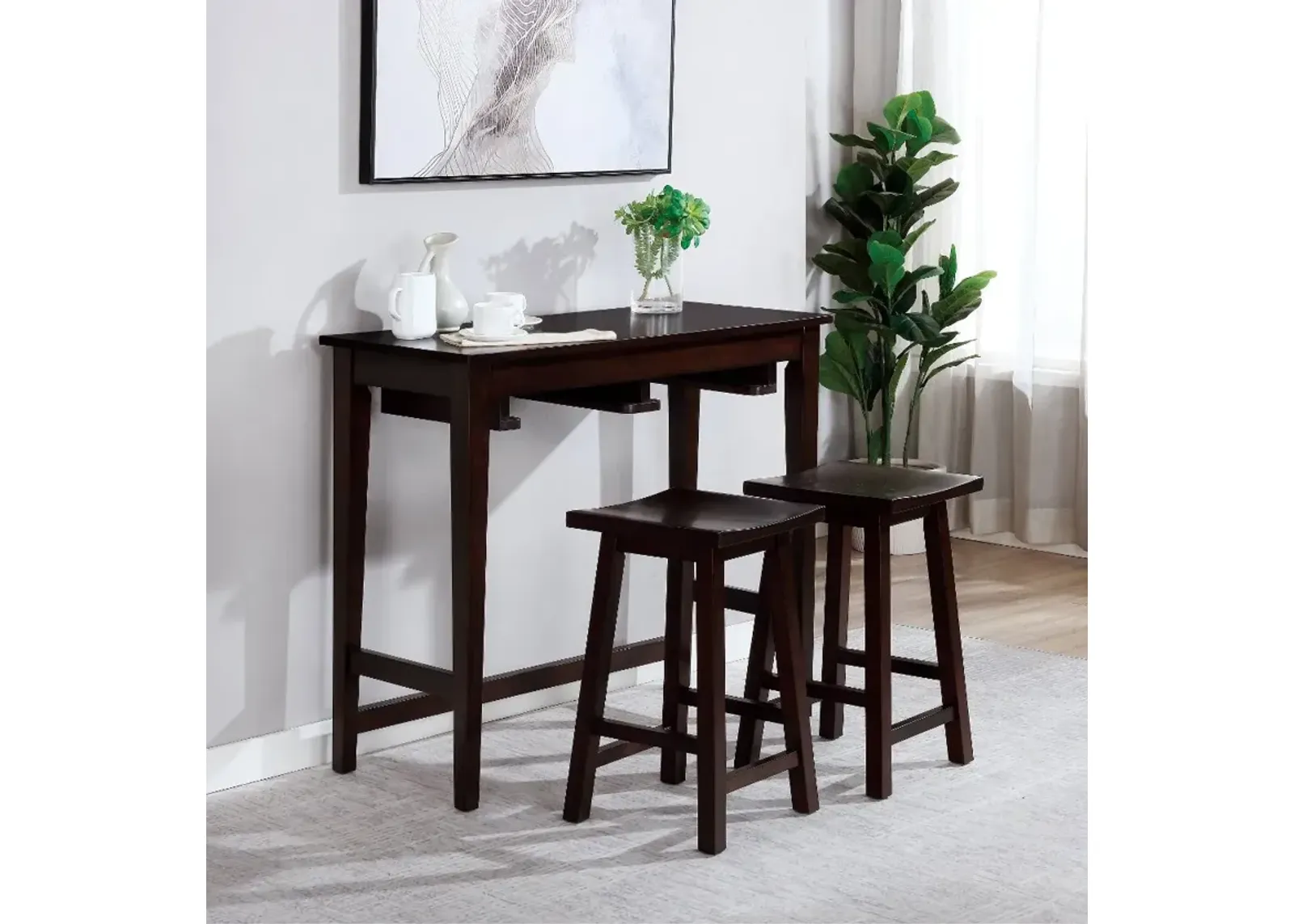 Elda Espresso Brown 3 Piece Counter Height Dining Set