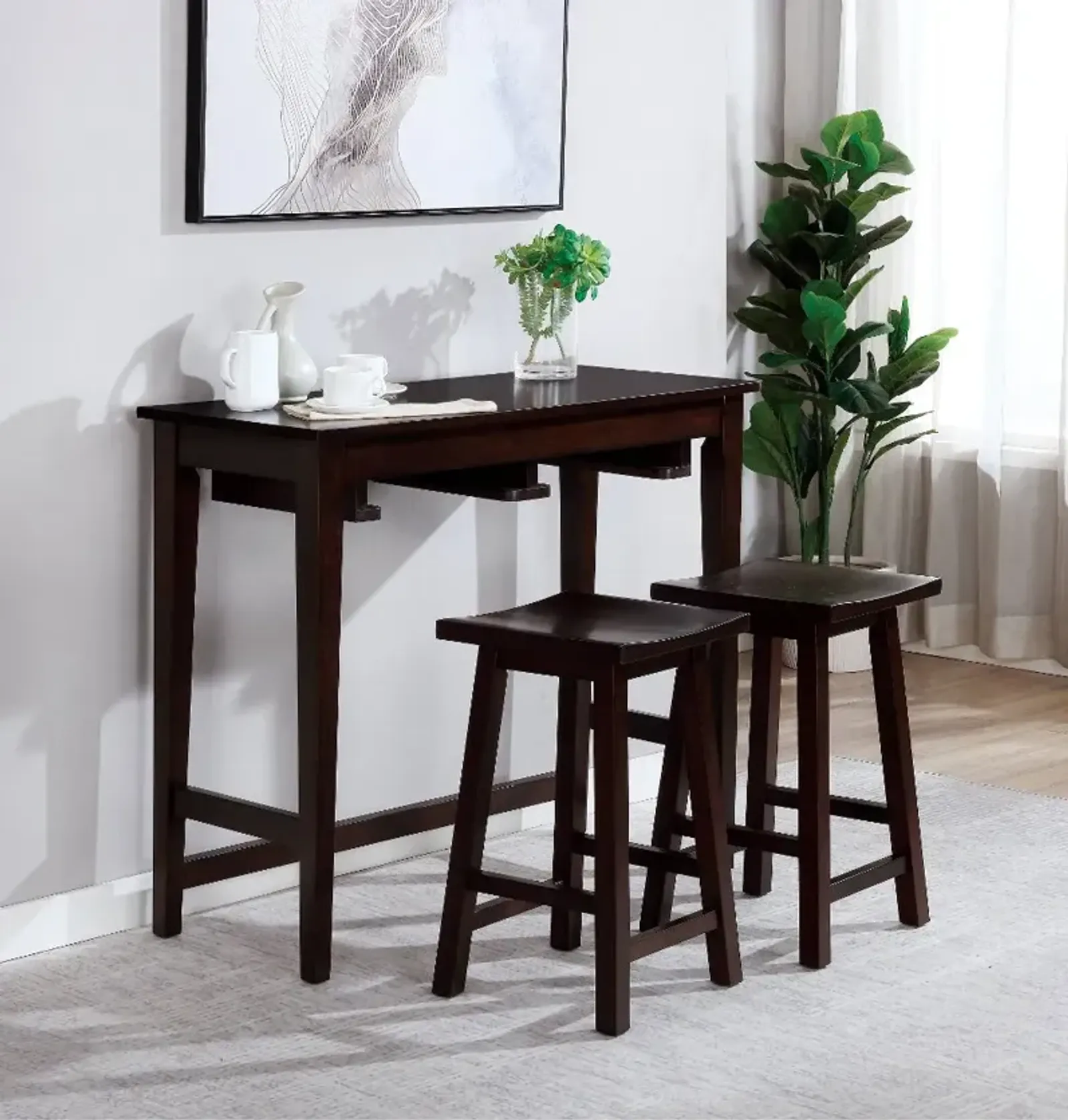 Elda Espresso Brown 3 Piece Counter Height Dining Set