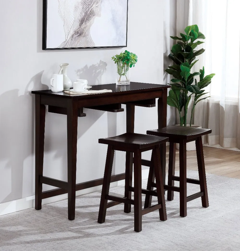 Elda Espresso Brown 3 Piece Counter Height Dining Set