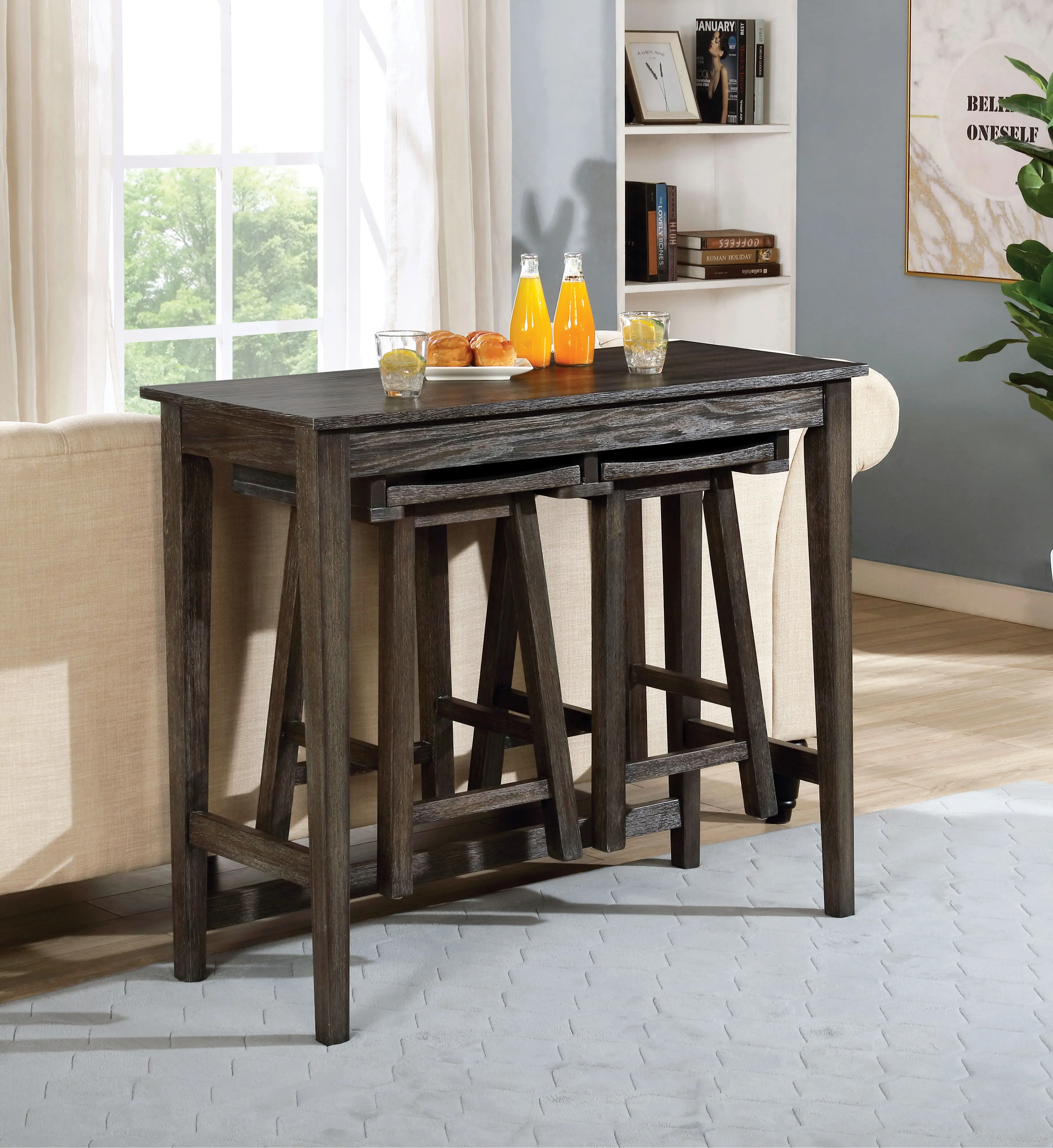 Elda Dark Gray 3 Piece Counter Height Dining Set