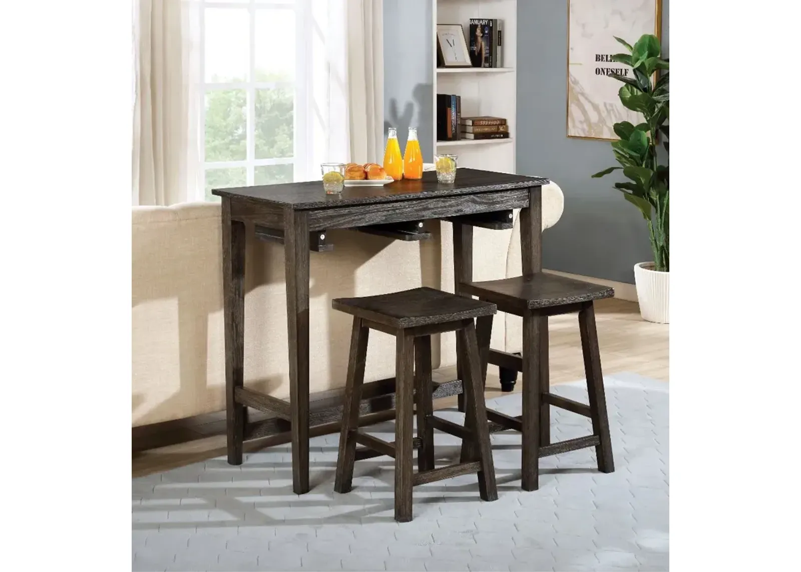 Elda Dark Gray 3 Piece Counter Height Dining Set