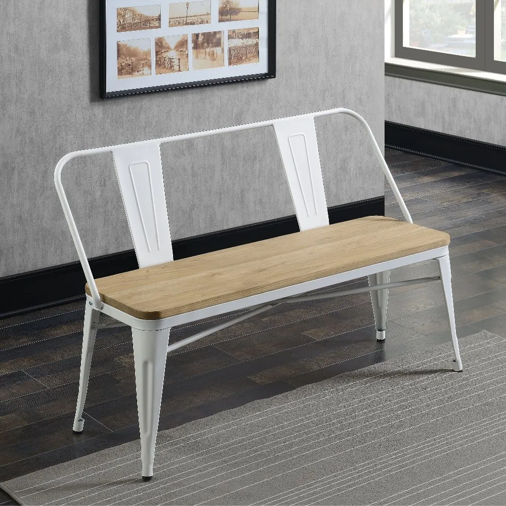 Mayfield White Metal Dining Bench