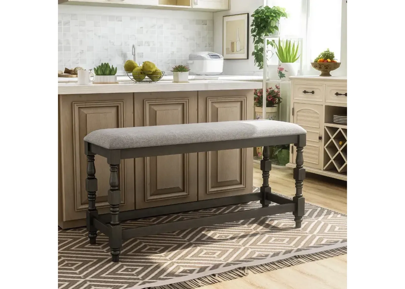 Weighton Dark Gray Counter Height Dining Bench